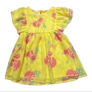 Toughskins Blouse Top Girls Size 4 Yellow Floral Print Flutter Sleeve